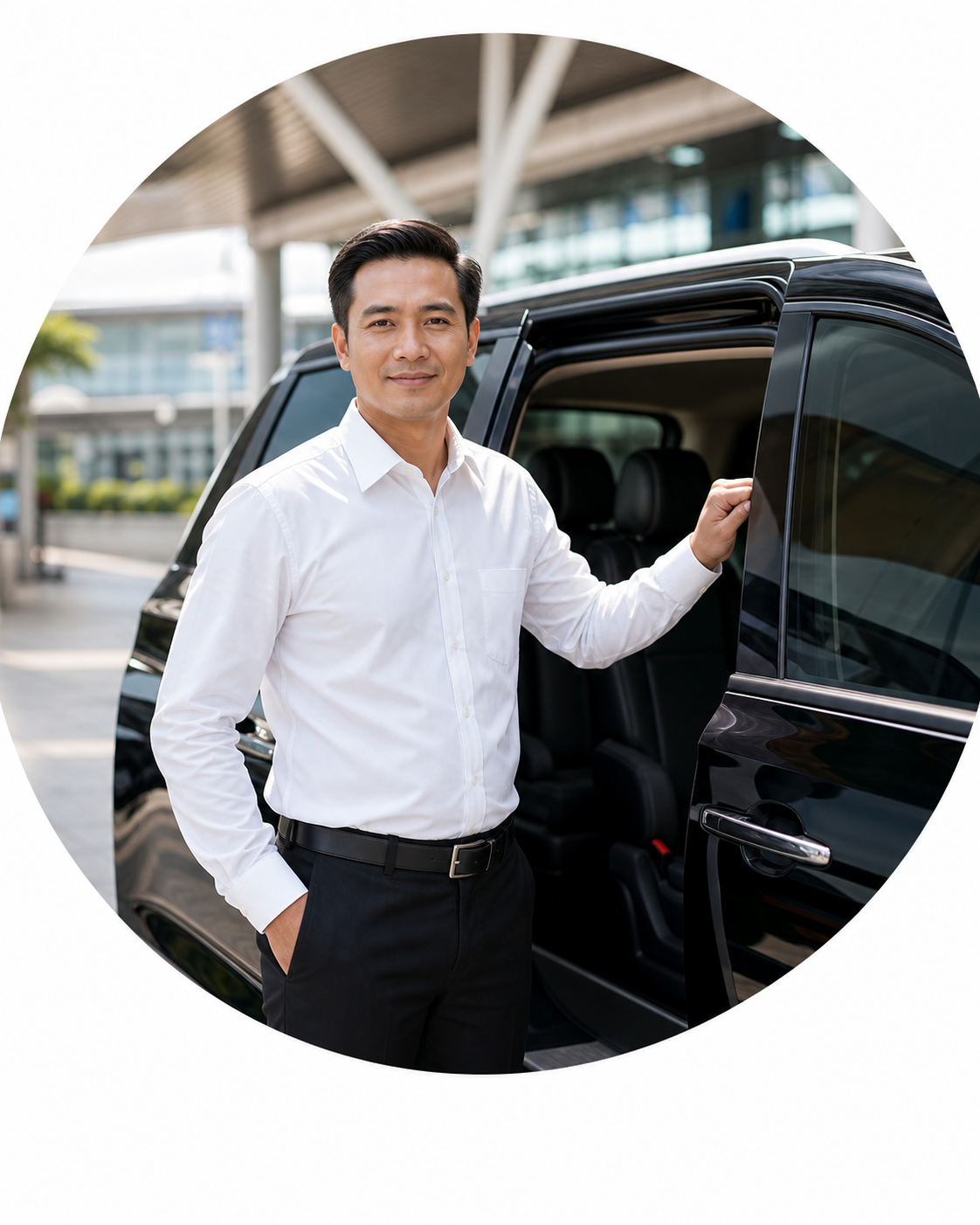 Tài xế taxi lịch sự hỗ trợ khách lên xe